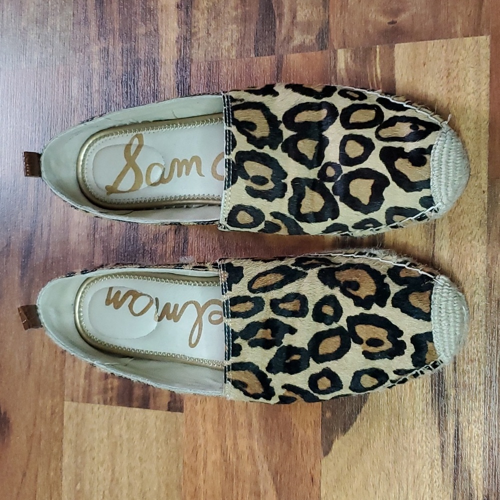 Sam Edelman Khloe Calf Hair Espadrille Leopard Print Leather 8.5